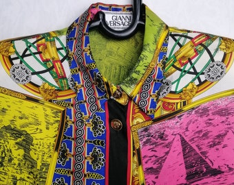 トップス vintage made in ITALY VERSACE silk shirt GIANNI VERSACE Silk Shirt, SS 1993 Versace Blouse, Baroque