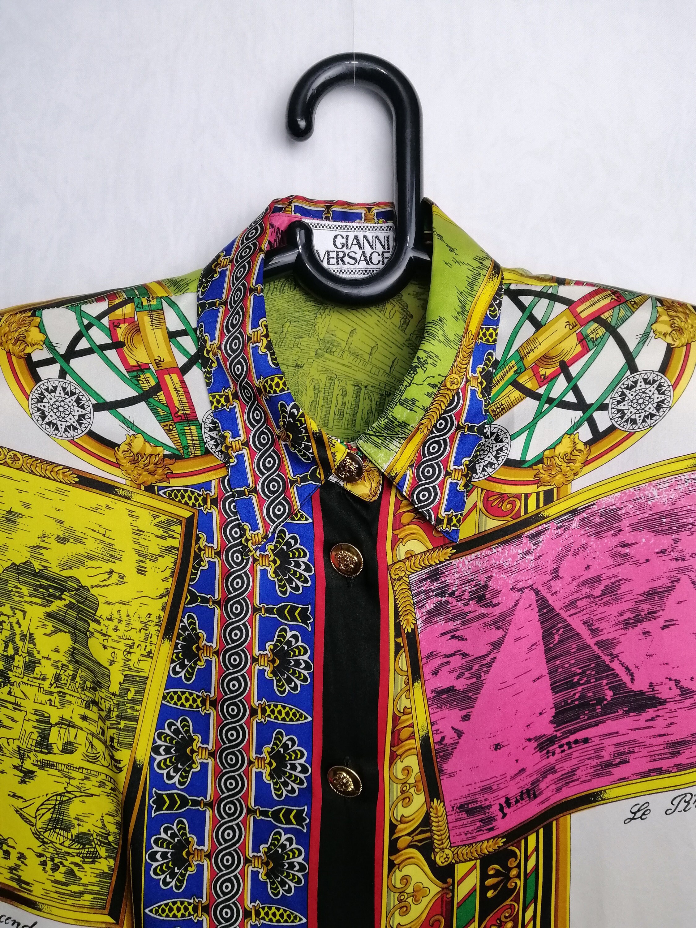GIANNI VERSACE Silk Shirt, SS 1993 Versace Blouse, Baroque Print