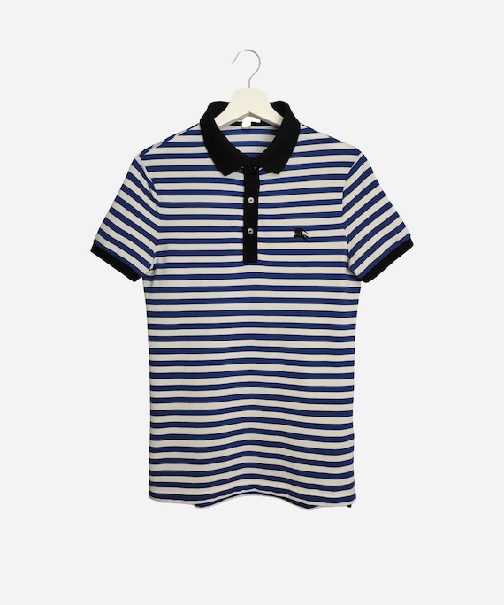 BURBERRY Vintage Polo Shirt Authentic Designer Cotton Top Blue