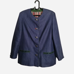 Made In Austria Vintage Womens Dirndl Jacket Pure Linen Trachten Alpen Jacket Tyrol Traditional Folk Blazer Oktoberfest Bavarian Jacket