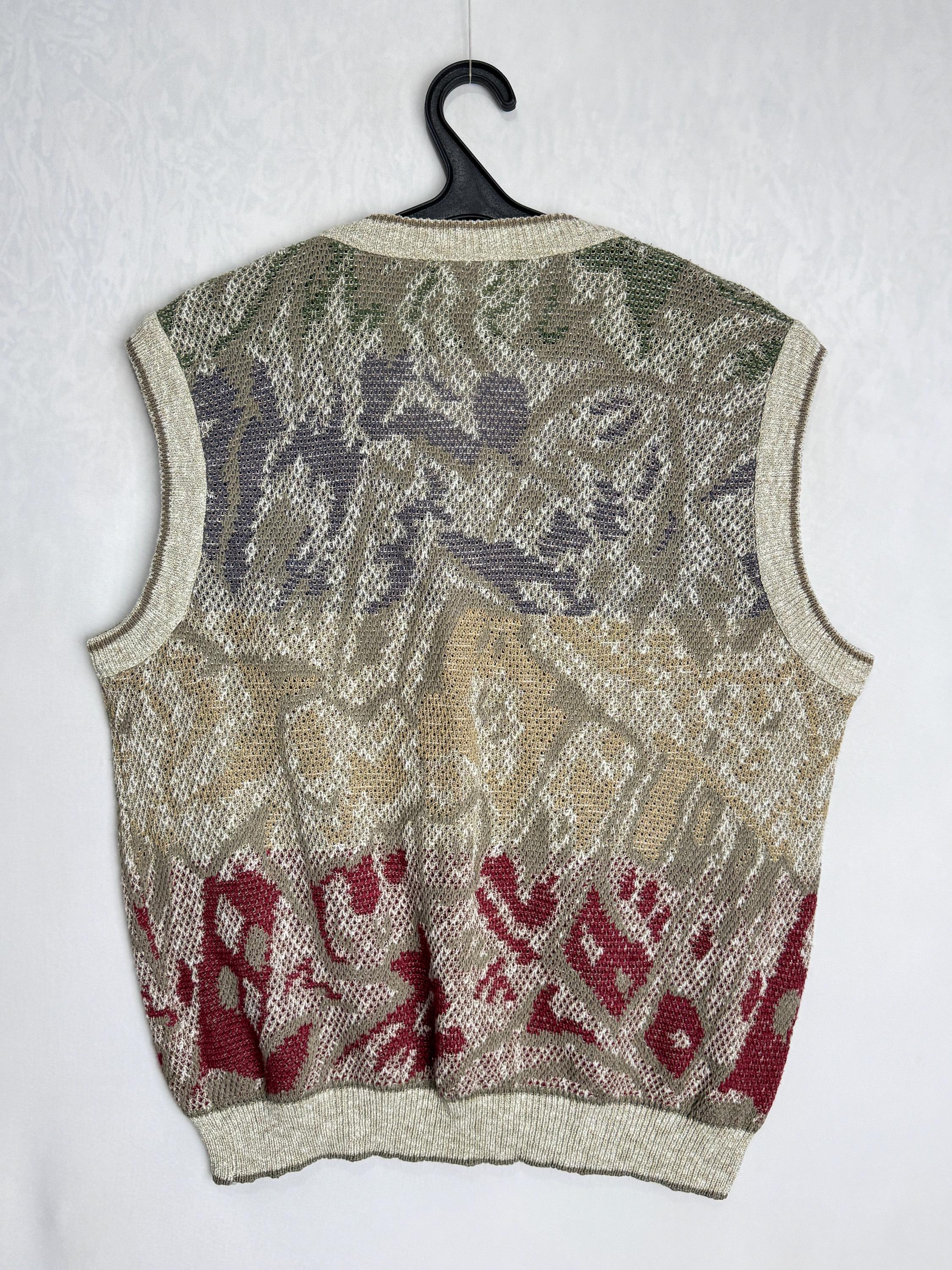 OLD GUCCI 70〜80s knit vest 48サイズ NWT Red GUCCI Vest GG cotton knit vest GG cotton jacquard