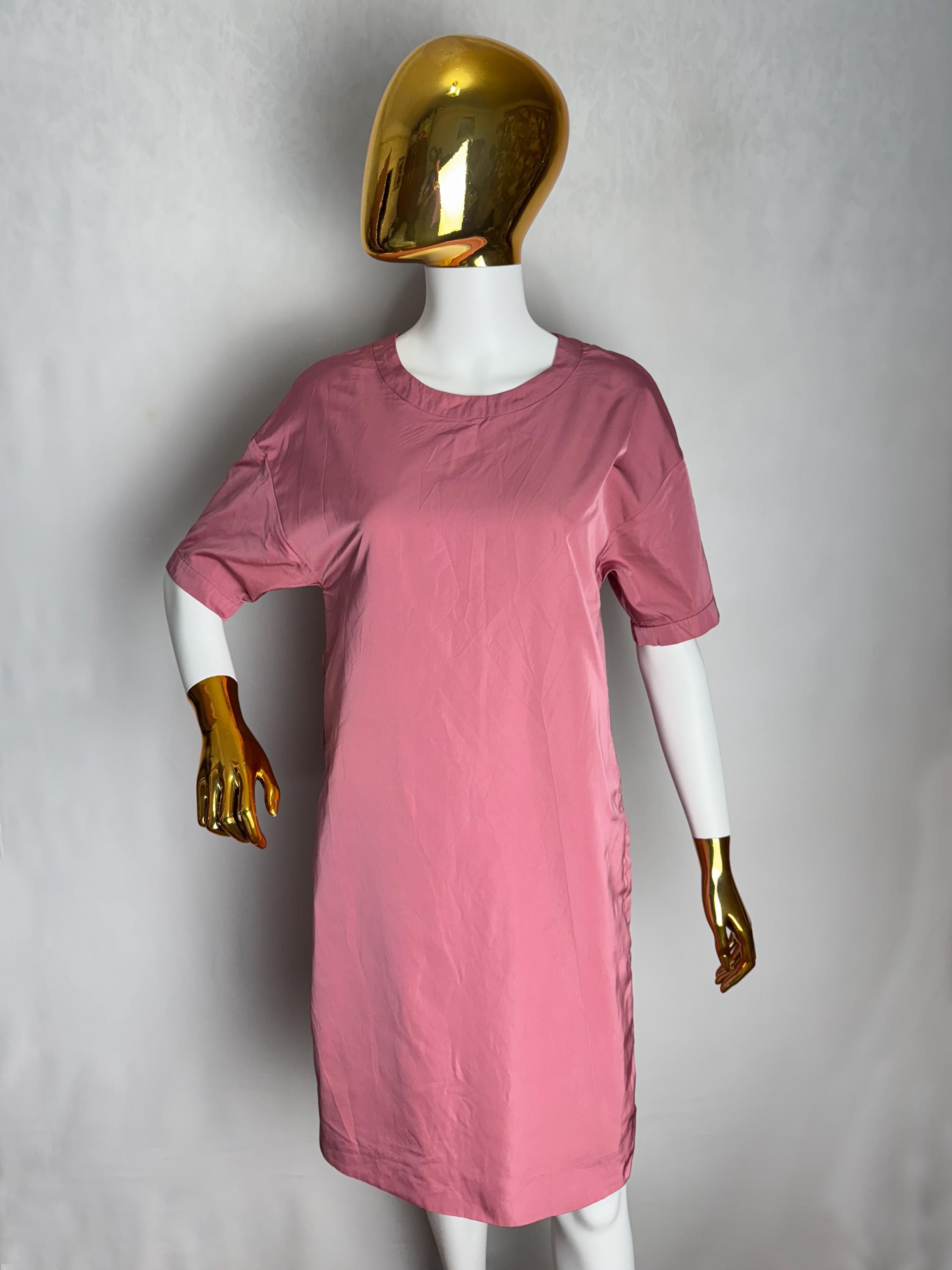 MAX MARA Viscose Shift Dress, Y2K Designer Pink Dress, Minimalist