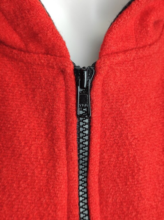Austrian Wool Hooded Jacket, Red Full Zip Up Swea… - image 9