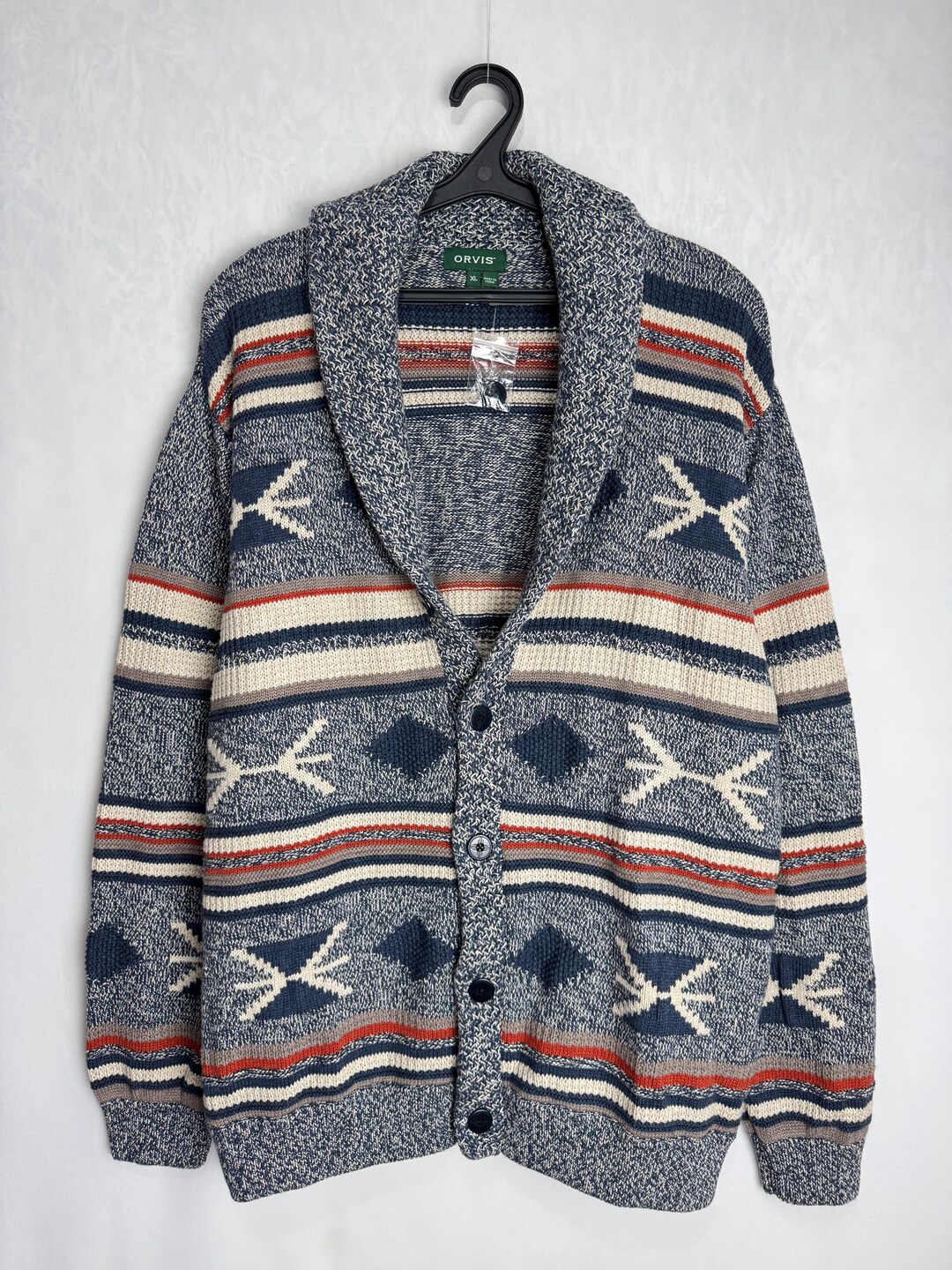 ORVIS Southwest Cotton Cardigan, Men Western Aztec Knit Jacket