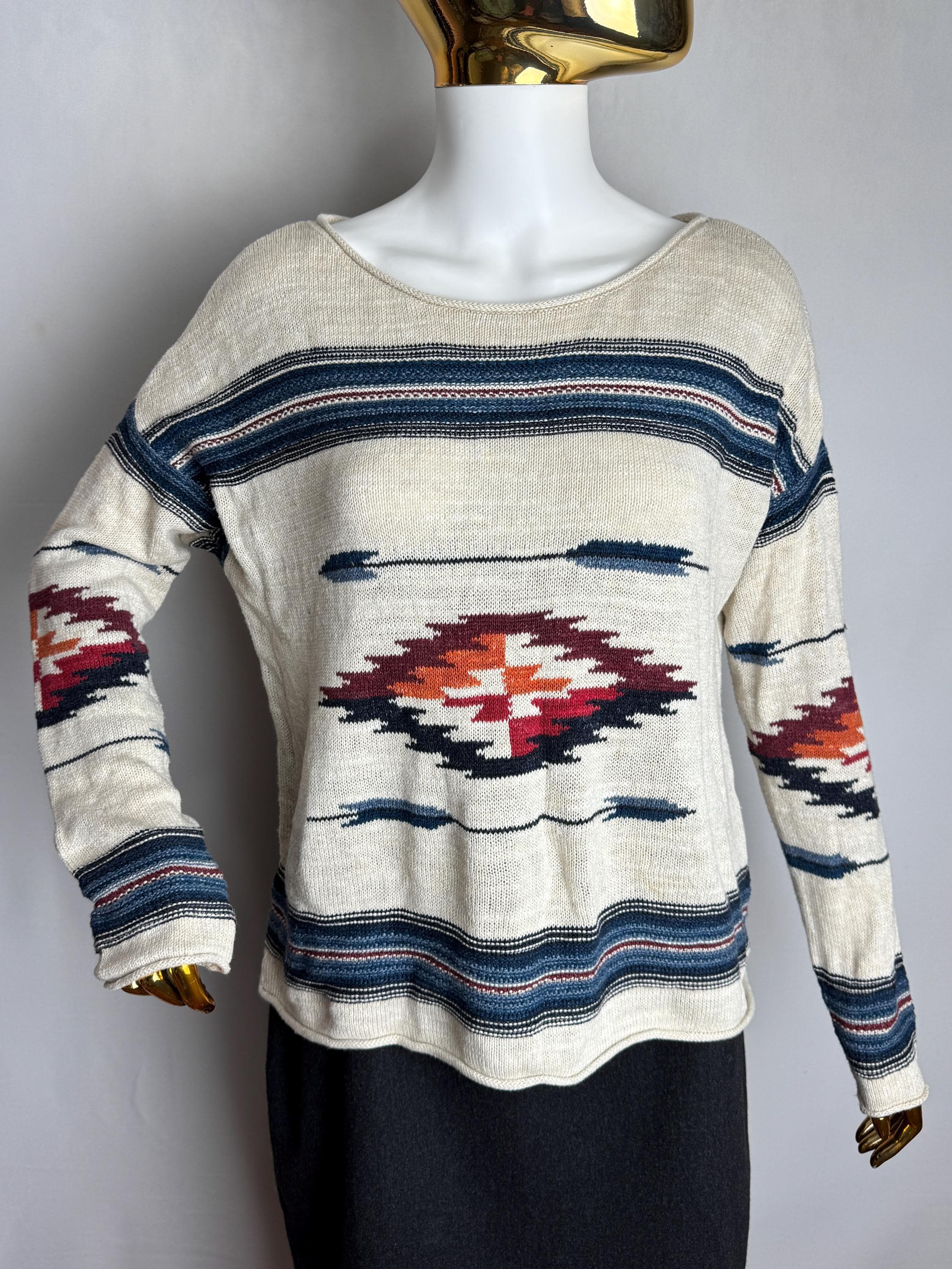 RALPH LAUREN Vintage Cotton Sweater, Southwestern Navajo Diamond