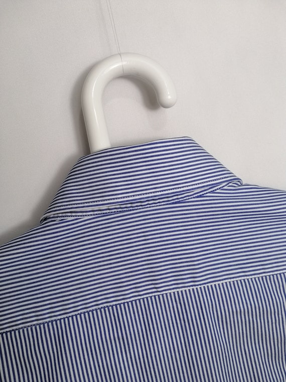 EMANUEL UNGARO Mens Shirt Blue White Striped Cott… - image 7