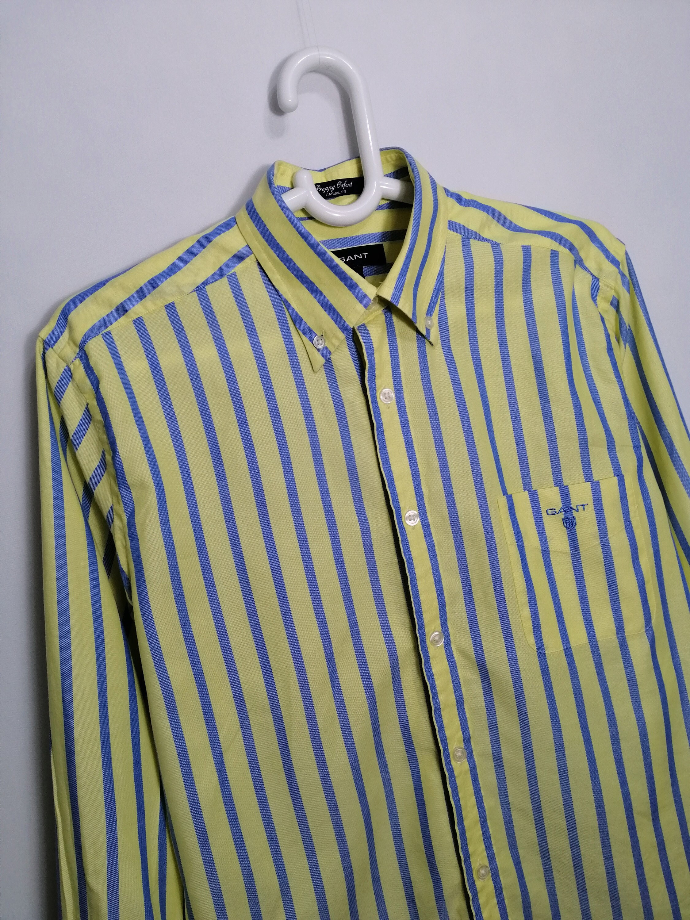 yellow striped button up