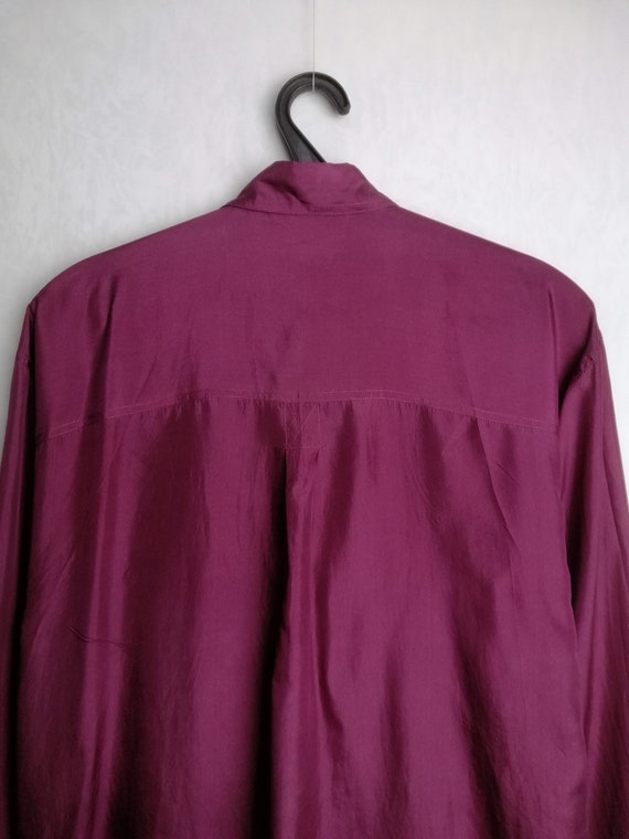 Vintage Mens Silk Shirt, 90s Oversized Pure Silk … - image 8