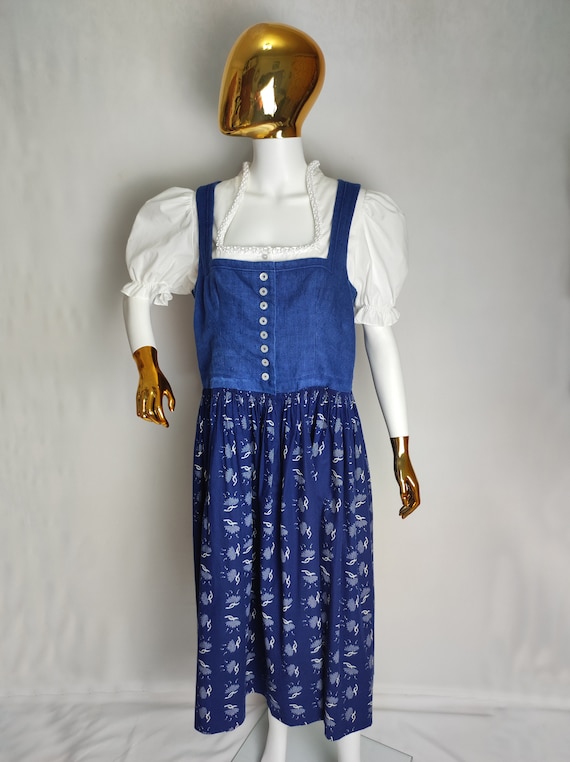 Linen Austrian Dirndl Dress, Sleeveless Trachten Dress, Traditional Midi Dress, Alpen Bavarian Oktoberfest Dress, Tyrol Folk Dress, Size XXL