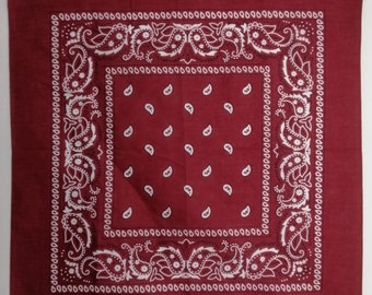 Bandana in cotone Paisley, fazzoletto da collo da cowboy occidentale, sciarpa bandana rossa anni '90, sciarpa da collo floreale, sciarpa quadrata con stampa Paisley, fascia casual