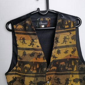 VINTAGE Mockaväst Äkta Läder Western Cowboyväst Unisex Brun Festivalväst bild 8
