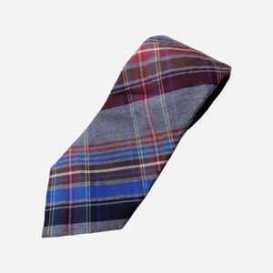 SUITSUPPLY Mens Tartan Tie, Cotton Silk Neck Tie, Check Pattern Tie, Groomsman Plaid Tie, Suit Accessories For Him, Gentleman Necktie Gift