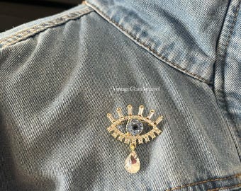 Evil Eye Rhinestone Brooch