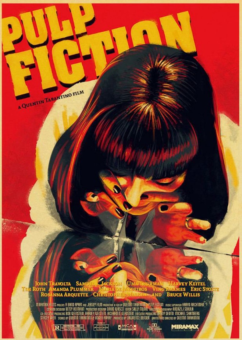 Pulp Fiction Poster Wall Art Quentin Tarantino Poster Uma | Etsy