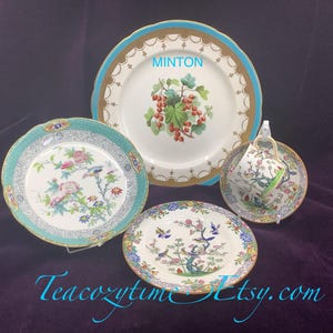 MINTON Turquoise Gilded Cabinet Plate ; Minton & Boyle Saucer; Minton Demitasse Cup Saucer; Minton Plate; Decorative China