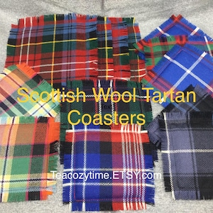 SCOTLAND; Wool Tartan Coasters 3layer; Scottish National; Stewart Dress; Caledonia; Scottish Patriot; Edinburgh; Dundee Ancient Tartans;