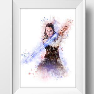 Rey Star Wars Poster Star Wars Rey Watercolor Rey Print Rey Watercolor Art  Star Wars Rey Printable Wall Art Home Decor rey skywalker