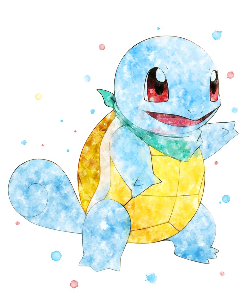 Pokemon Squirtle Poster Squirtle Print Squirtle Watercolor Etsy