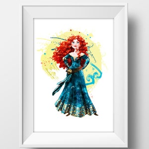 Princess Watercolor Art Print Princess Picture Printable Poster Princess Wall Decor Nursery Kids Room Wall Art Birthday Baby Shower Gift