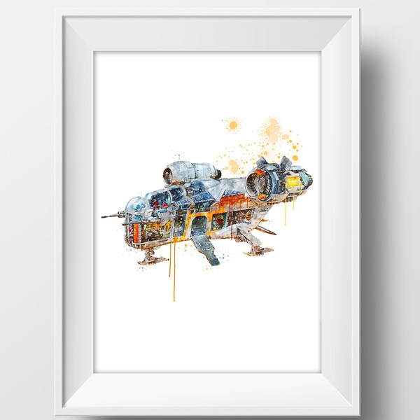 Razor Crest Watercolor Razor Crest Print Wall Art Star Wars Printable Poster Office Wall Decor Gift for him Kids room decor instant download