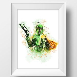 Boba Fett Aquarel Boba Fett Print Star Wars Aquarel Boba Fett Artwork Star Wars Wall Art Boba Fett Poster Instant Download-PART2
