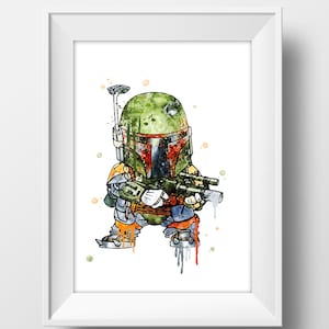 Boba Fett Aquarel Boba Fett Print Star Wars Aquarel Boba Fett Artwork Star Wars Wall Art Boba Fett Poster Instant Download part2