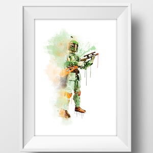Boba Fett Aquarel Boba Fett Print Star Wars Aquarel Boba Fett Artwork Star Wars Wall Art Boba Fett Poster Instant Download