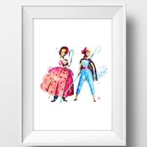 Toy Story 4 Aquarell Druck Bo Beep druckbare Poster Toy Story Wand Kunst Kinderzimmer Wand Dekor Bo Beep Mädchen Geschenk Toy Story Kunst Baby Shower