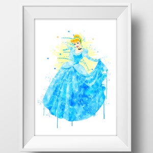 Princesse aquarelle impression princesse Wall Art princesse décoration filles chambre décoration murale pépinière mur Art princesse imprimable affiche anniversaire
