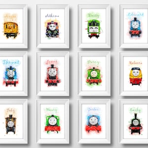 12 Set Drucke Thomas und Freunde Aquarell Thomas und Freunde druckbare Poster Thomas der Zug Druck Geburtstagsgeschenk Kinderzimmer Wanddekoration