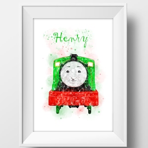 Thomas and Friends Henry Watercolor Print Kids Room Wall Decor Thomas Advantures Baby Shower Gift for kids