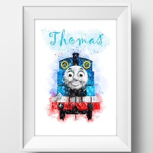 Thomas and Friends Print Thomas The Train Watercolor Thomas Poster  Train Gifts Thomas Wall Decor Thomas Printable Download Type-1