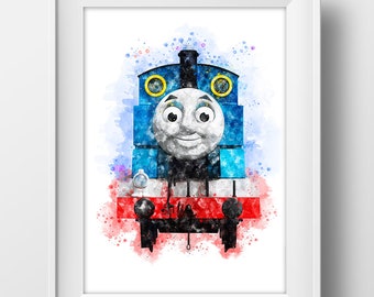 Thomas and Friends Print Thomas The Train Watercolor Thomas Poster Train Gifts Thomas Wall Decor Thomas Printable Number 1 Engine