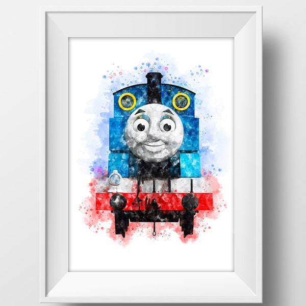 Thomas and Friends Print Thomas The Train Watercolor Thomas Poster Train Gifts Thomas Wall Decor Thomas Printable Number 1 Engine