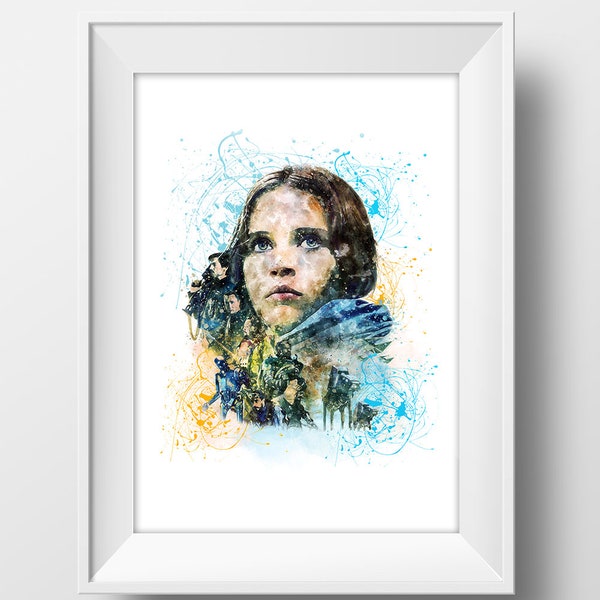 Star Wars Rogue One Watercolor Print Star Wars Printable Art Rogue One Moive Poster Wall Art K-2SO Watercolor Force Awakens Last Jedi