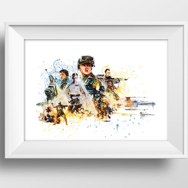 Star Wars Rogue One Suluboya Baskı Star Wars Printable Art Rogue One Poster Wall Art K-2SO Watercolor Force Awakens Last Jedi DowloadPart-2