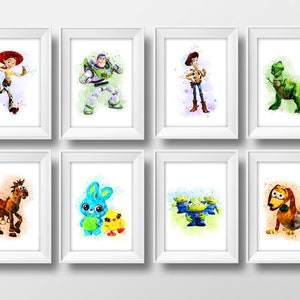 Set of 8 Toy Story Watercolor Lightyear Print Woody Printable Poster Print Jessie Watercolor Buzz Lightyear Print Slinky Kids Room Wall Art