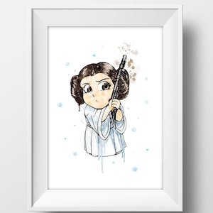 Star Wars Watercolor Princess Leia Printable Poster Princess Leia Watercolor Print Princess Leia Digital Art Kids Room Decor Nursery