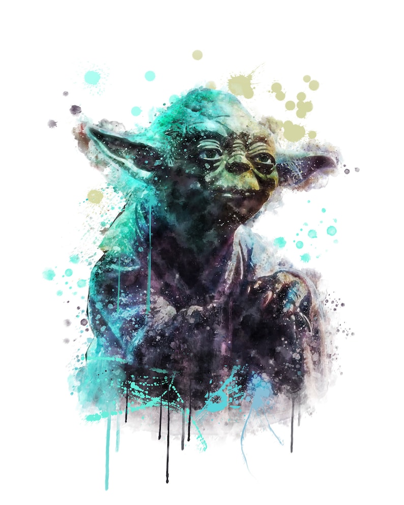 Star Wars Movie Yoda Poster Yoda Watercolor Yoda Art Print Etsy