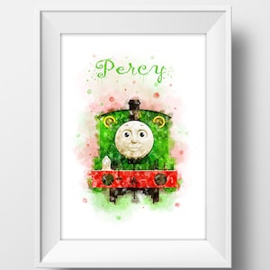 Percy der Zug Aquarell Druck Thomas der Zug Poster Thomas der Zug Pintables Kinderzimmer Wandtattoo Thomas der Zug Geburtstag