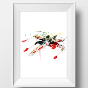 Star Wars Watercolor X Wing Print X-Wing Starfighter X-Wing Spaceship Star Wars Inspired X-Wing Poster Millenium Falcon Instant Download
