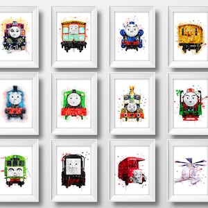 Thomas and Friends SET 12 Watercolor Print Thomas Adventures Thomas Friends Song Thomas Wall Art Thomas Print Tank Engine
