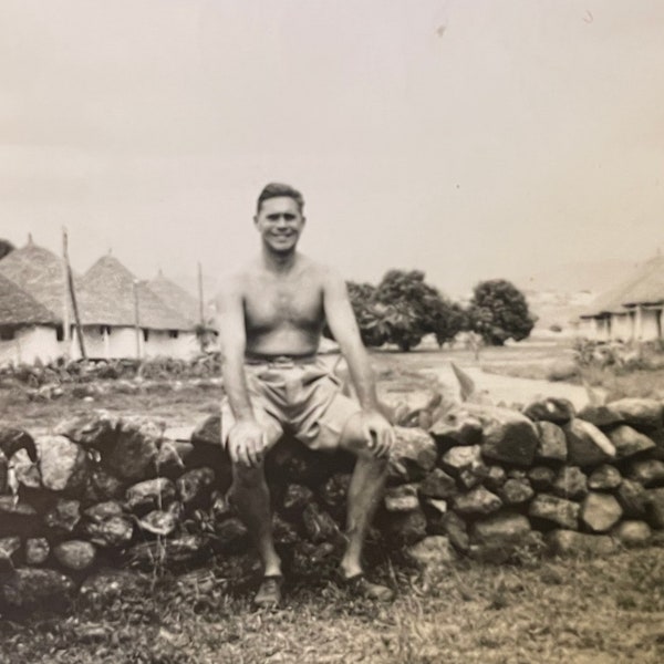 Vintage Photography Handsome Man Jock ‘Ken’ in Nigeria 1949 Photograph Semi Nude History Collectable Gay Interest 1940s Original Photo #116