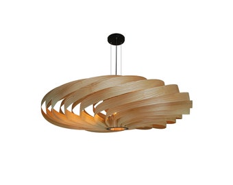 Ash Wood Cloud Ceiling Lamp, Modern Wooden Design