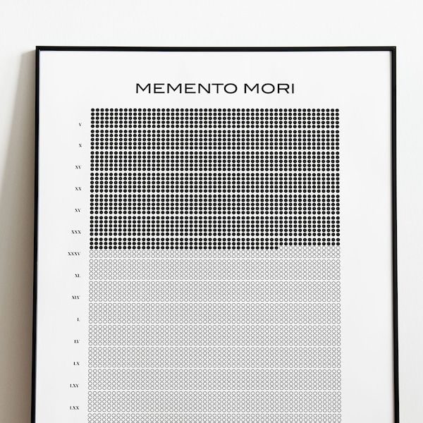 Memento Mori, calendrier de la vie, stoïcisme, réflexion stoïque, Marc Aurèle, affiche stoïcienne, Sénèque, art stoïque, téléchargement immédiat.