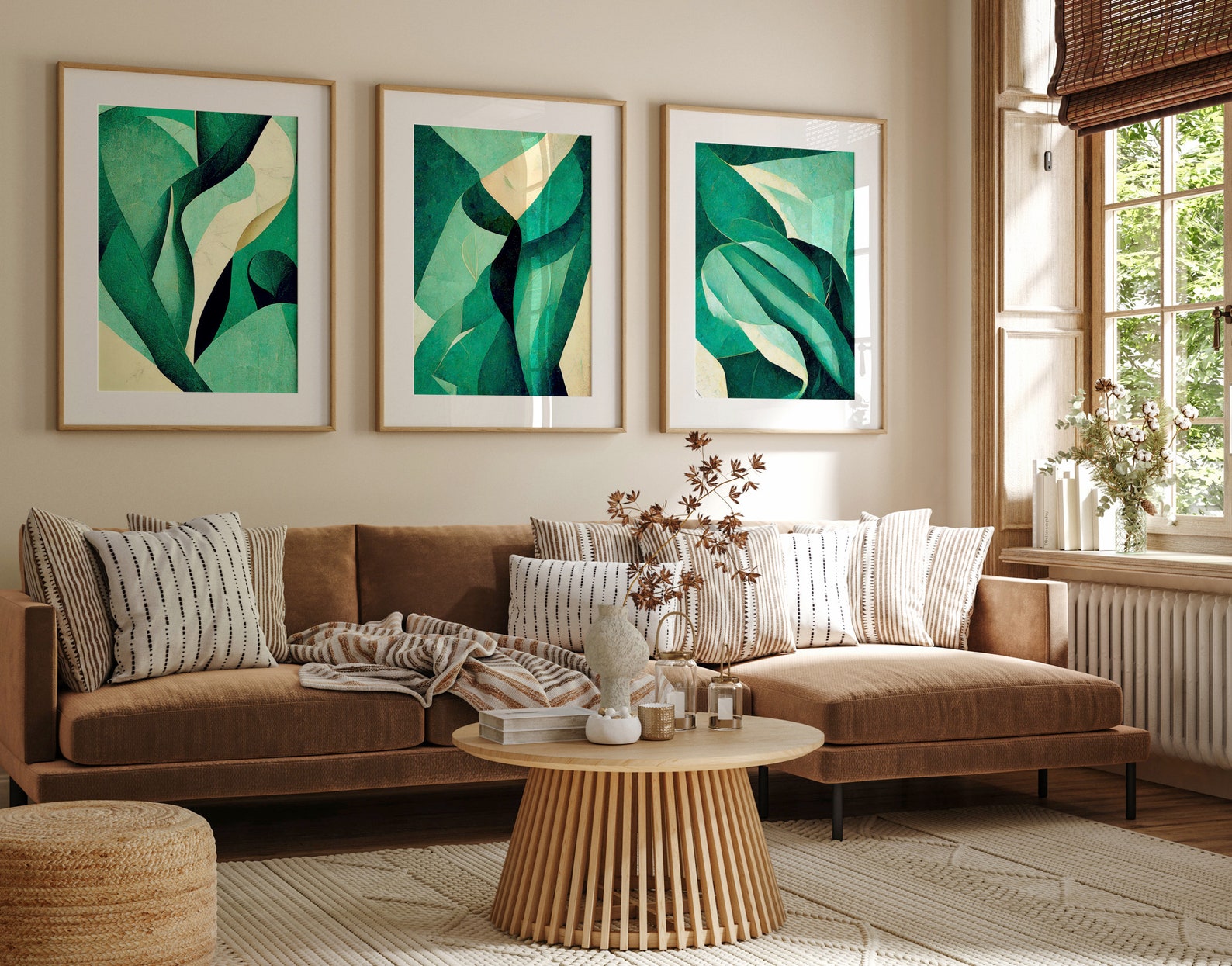Green Wall Art Set of 3 Prints Abstract Art Print Green Art - Etsy