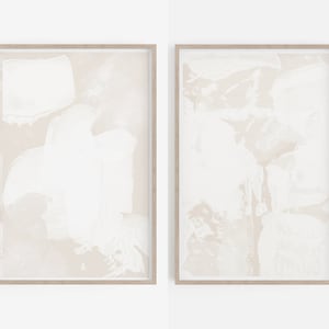 Beige Abstract Brush Stroke Art Prints, Neutral Gallery Wall Set (Digital Download)