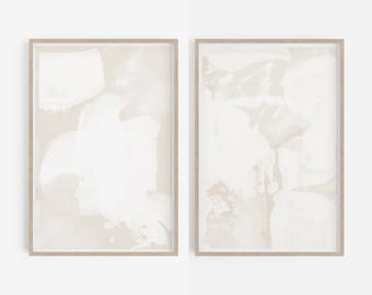 Beiges Abstraktes Pinselstrich Poster, Neutral Galleriewand-Set (Digitaler Download)