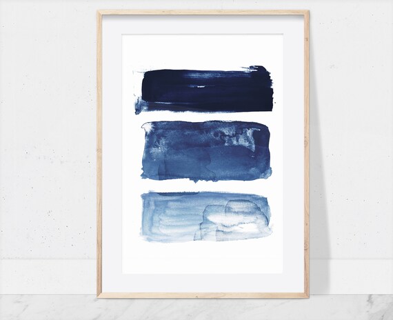 Handmade Watercolor, Blue Abstract, Printable Wall Art, Digital Download, Modern abstract, Aesthetic Room Decor, Painting, Navy Blue Poster