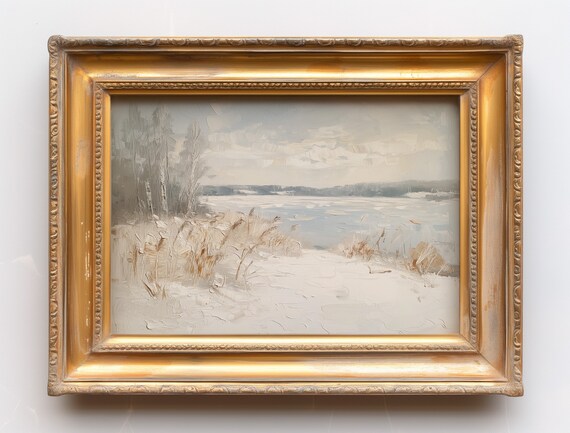 Vintage Nordic Winter Landscape Art Print | Scandinavian Decor (Digital Download)